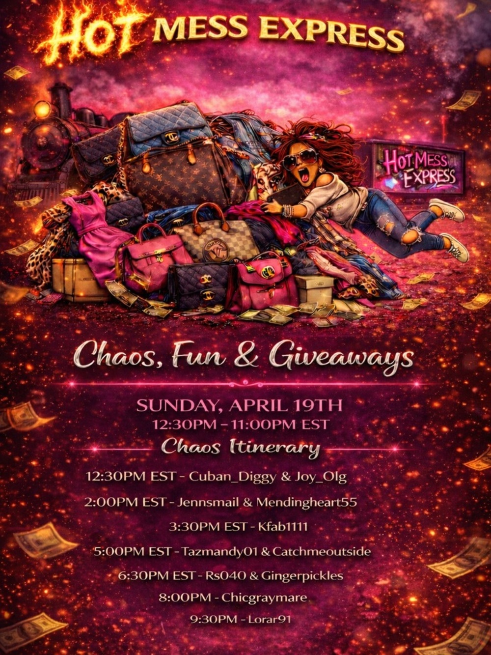 Hot Mess Express! Lora’s Birthday Edition- April 19, 2026 @ 5pm Pacific